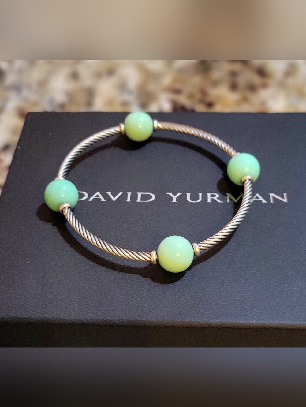 David Yurman Sterling Cable Bracelet with Turqoise